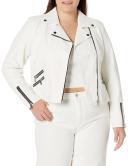 Plus Size Jacket Aria in Ivory/Black Trim, Size 22 | City Chic