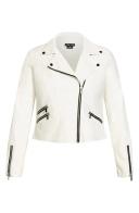 Plus Size Jacket Aria in Ivory/Black Trim, Size 24 | City Chic