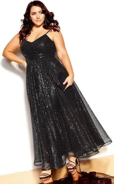Plus Size Maxi Dress Sophia in Black, Size 14 | City Chic