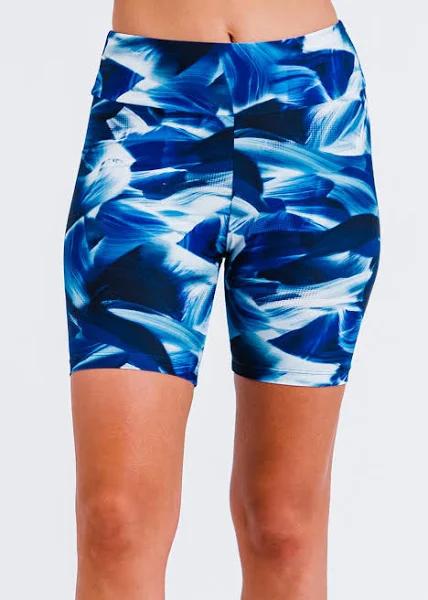 Plus Size Plus Size High Waisted Mid-Thigh Swim Shorts UPF 50+ | Navy Wave | by Calypsa |