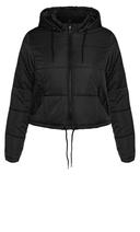 Plus Size Puffa Street Wise Black Jacket, Size 14/XS | City Chic