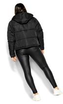 Plus Size Puffa Street Wise Black Jacket, Size 18/M | City Chic