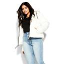 Plus Size Puffa Street Wise Ivory Jacket, Size 24/2XL | City Chic