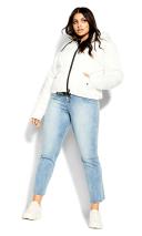 Plus Size Puffa Street Wise Ivory Jacket, Size 24/2XL | City Chic