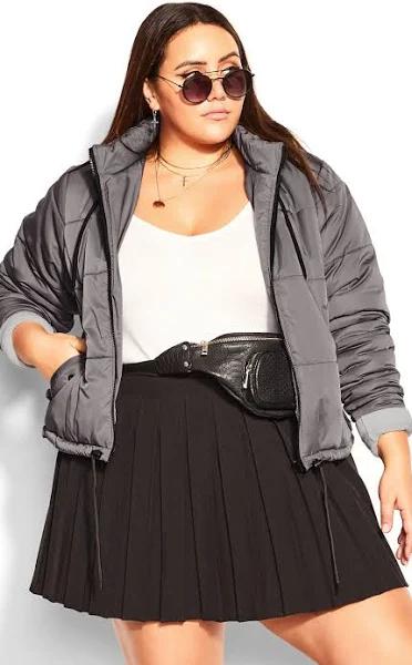 Plus Size Puffa Street Wise Jacket in Platinum, Size 14 | City Chic
