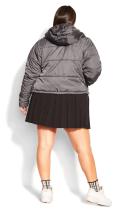 Plus Size Puffa Street Wise Jacket in Platinum, Size 16 | City Chic