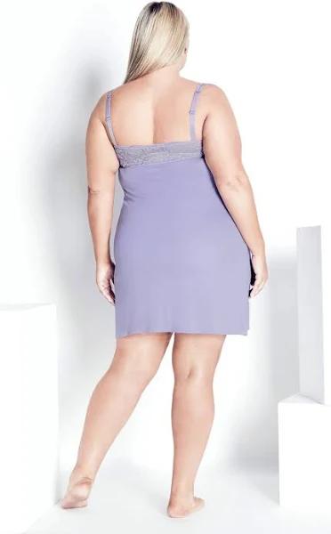 Plus Size Chemise Lace Plain in Lavender, Size 26/28 | City Chic