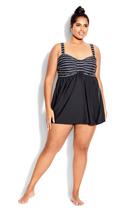 Plus Size Swim Dress Flared Print in Riviera St, Size 18 | City Chic