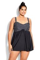 Plus Size Swim Dress Flared Print in Riviera St, Size 22 | City Chic