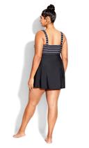 Plus Size Swim Dress Flared Print in Riviera St, Size 22 | City Chic