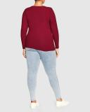 Plus Size Top Button Long Sleeve in Ruby, Size 22 | City Chic