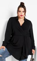 Plus Size Tunic Olivia Top in Black, Size 16 | City Chic