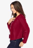 Plus Size Women's Collarless Leather Jacket by Jessica London in Black (Size 32 W)