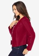 Plus Size Women's Collarless Leather Jacket by Jessica London in Navy (Size 24 W)