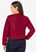 Plus Size Women's Collarless Leather Jacket by Jessica London in Navy (Size 24 W)