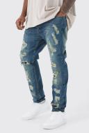 Plus Skinny All Over Rip Stacked Jeans