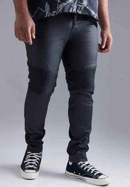 Plus Skinny Fit Coated Biker Jean