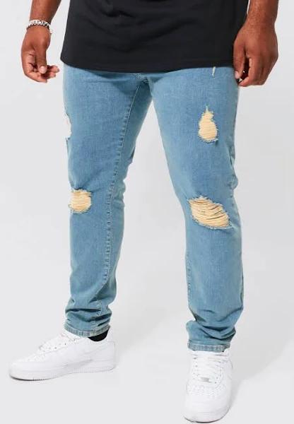 Plus Skinny Stretch Exploded Knee Ripped Jeans