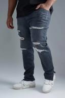 Plus Skinny Stretch Ripped Jean With Zip Hem
