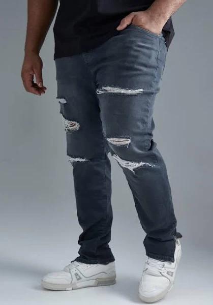 Plus Skinny Stretch Ripped Jean With Zip Hem