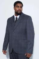 Plus Slim Single Breast Check Suit Jacket