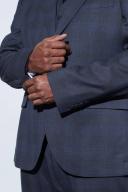 Plus Slim Single Breast Check Suit Jacket