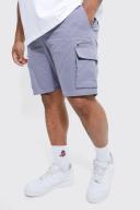 Plus Twill Elastic Waist Zip Cargo Short