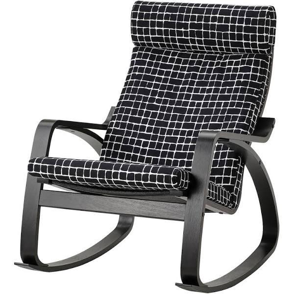POÄNG Rocking-chair, black-brown/Storudden White/Black