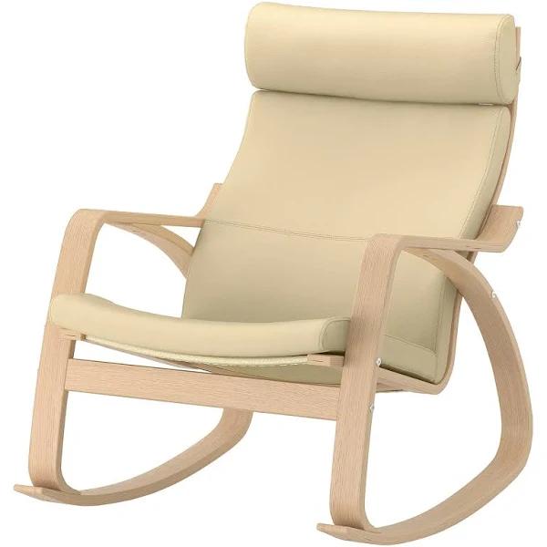 POÄNG Rocking-chair, White Stained Oak veneer/Glose Eggshell