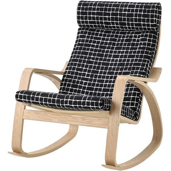 POÄNG Rocking-chair, White Stained Oak veneer/Storudden White/Black