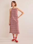 Poinsettia, Block Pome Racer Neck Jersey Midi Dress Women Boden
