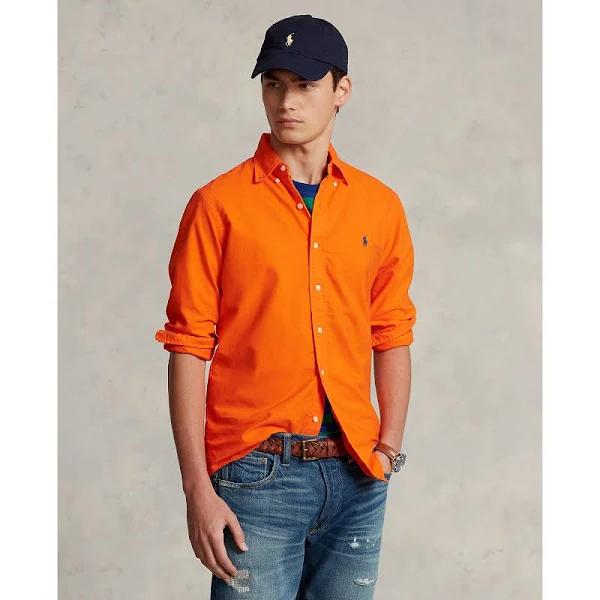 Polo Ralph Lauren Classic Fit Garment-Dyed Oxford Shirt in Orange XXL
