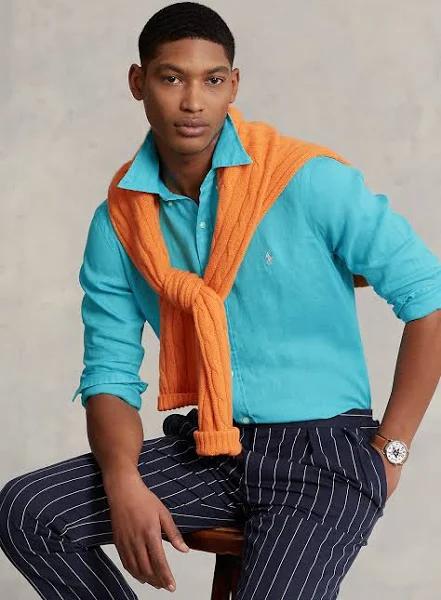Polo Ralph Lauren Classic Fit Linen Shirt in Blue S