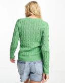 Polo Ralph Lauren Julianna Icon Logo Cotton Cable Knit Jumper in Outback Green