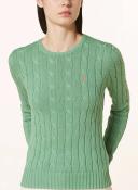 Polo Ralph Lauren Julianna Icon Logo Cotton Cable Knit Jumper in Outback Green