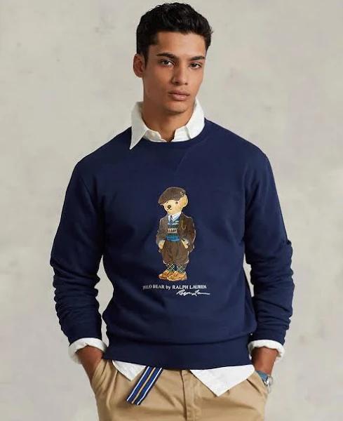 Polo Ralph Lauren - Men's Navy Sweats - Polo Bear Fleece Sweatshirt - Size XL at The Iconic
