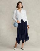 Polo Ralph Lauren Pleated Georgette Handkerchief Skirt in Navy Blue Navy 6