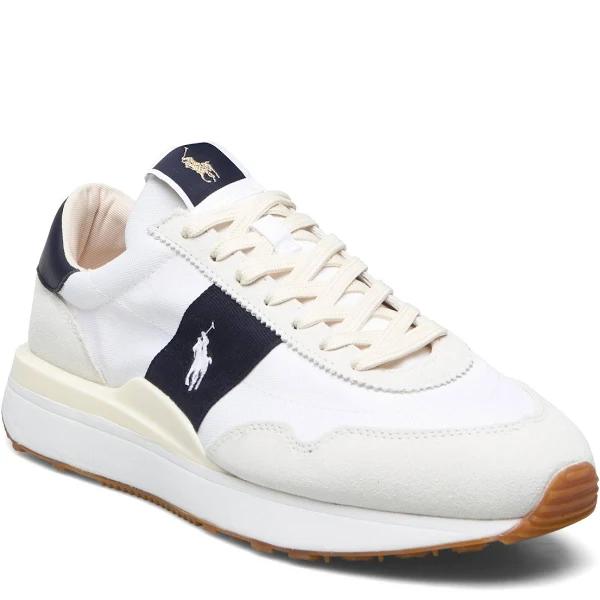 Polo Ralph Lauren Train '89 Sneakers in Cream/Navy With Pony logo-White