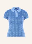Polo Ralph Lauren Womens Colby Blue Brand-embroidered Cotton-Knit Polo Shirt S
