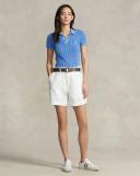 Polo Ralph Lauren Womens Colby Blue Brand-embroidered Cotton-Knit Polo Shirt S
