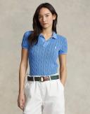 Polo Ralph Lauren Womens Colby Blue Brand-embroidered Cotton-Knit Polo Shirt S