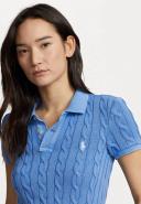 Polo Ralph Lauren Womens Colby Blue Brand-embroidered Cotton-Knit Polo Shirt S