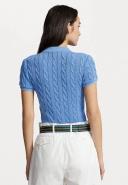 Polo Ralph Lauren Womens Colby Blue Brand-embroidered Cotton-Knit Polo Shirt S