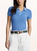 Polo Ralph Lauren Womens Colby Blue Brand-embroidered Cotton-Knit Polo Shirt S