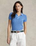 Polo Ralph Lauren Womens Colby Blue Brand-embroidered Cotton-Knit Polo Shirt S
