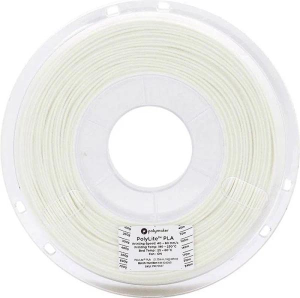 Polymaker 3mm PolyLite PLA Filament (3 kg, True White) RM-PL0144