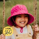 Ponytail Bucket Hat 'Hearts' Print - 56cm / 6-13 Years / XXL Bedhead Hats
