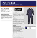 Portwest F813 - Iona Coverall Black, XL