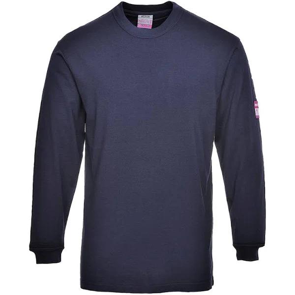 Portwest FR11 Flame Resistant Anti-static Long Sleeve T-Shirt - Navy - Size XL