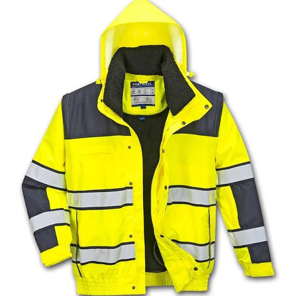 Portwest Hi-Vis Classic Bomber Jacket - Yellow/Black - XL